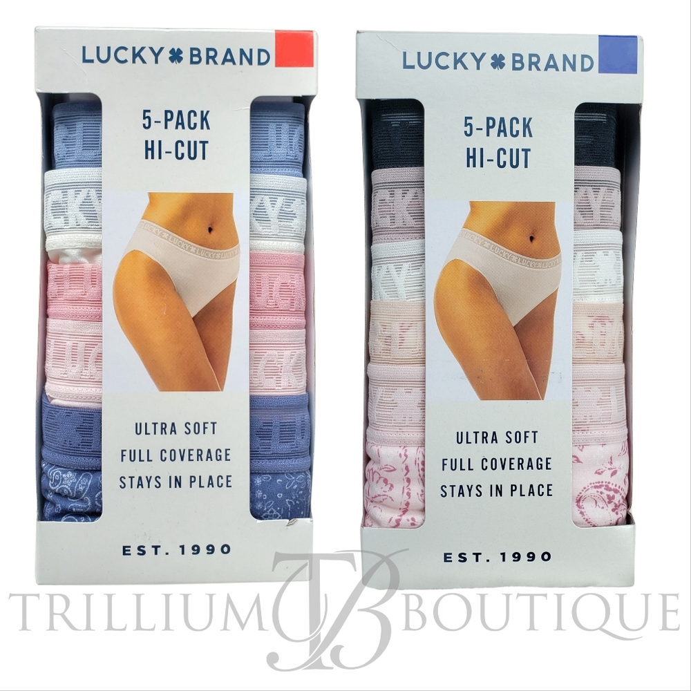 BUNDLE Lucky Brand Women's Hi Cut Ultra Soft Comfort Underwear Panties 10-Pairs